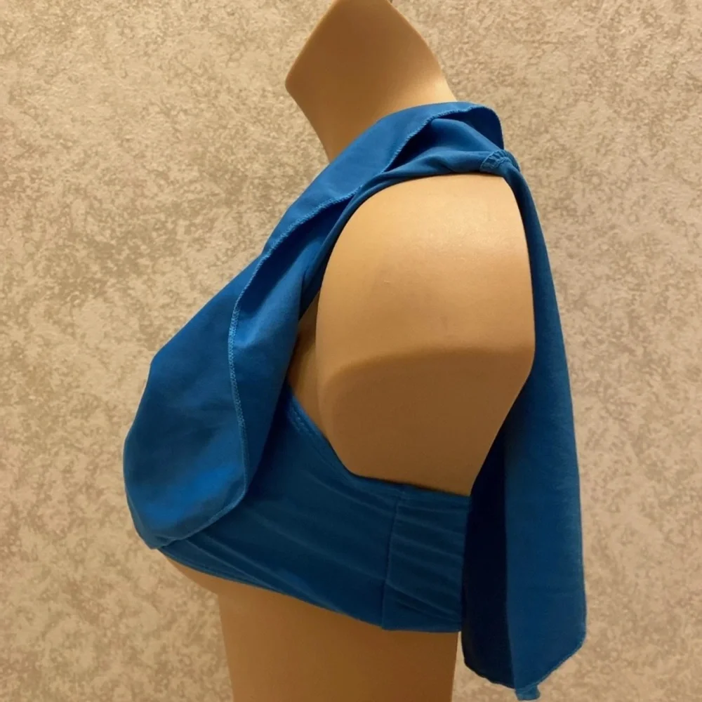 SHEIN Bold Blue Ruffle Bikini Top